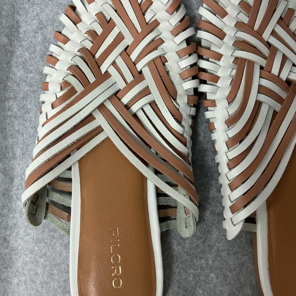 Pilcro for Anthropologie Tan and White Woven Mules - Picture 3 of 4